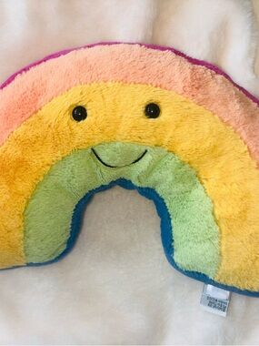 Jellycat Retired Rainbow Smile Plush in Pink, Peach, Yellow, Green & Blue